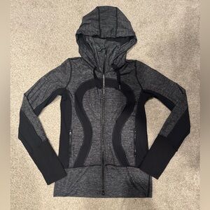 lululemon athletica Heather Charcoal and Black Hooded Full-Zip In Stride Jacket
